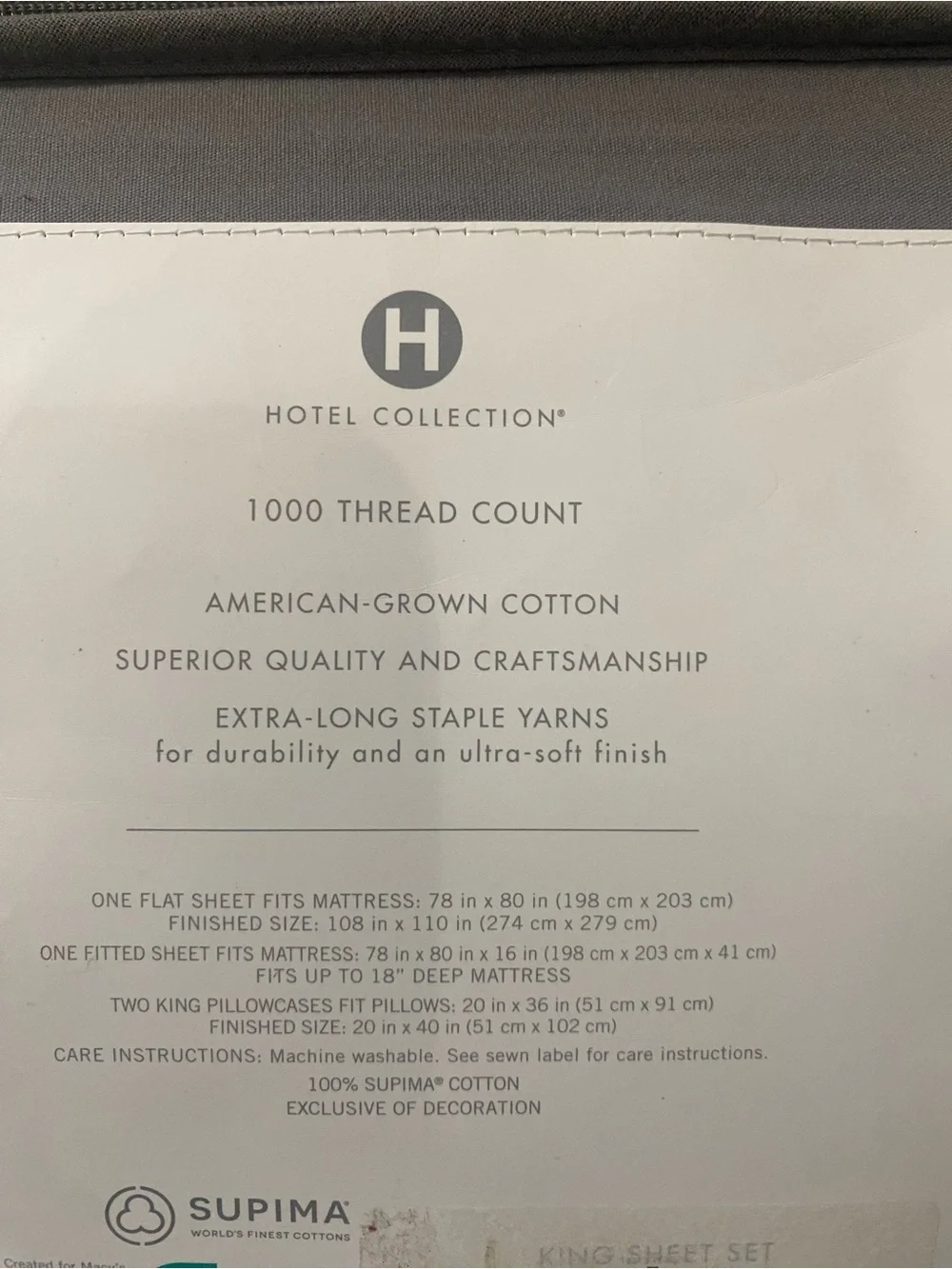 Hotel Collection 1000 Thread Count 100% Supima Cotton 4-Pc. Sheet Set, King